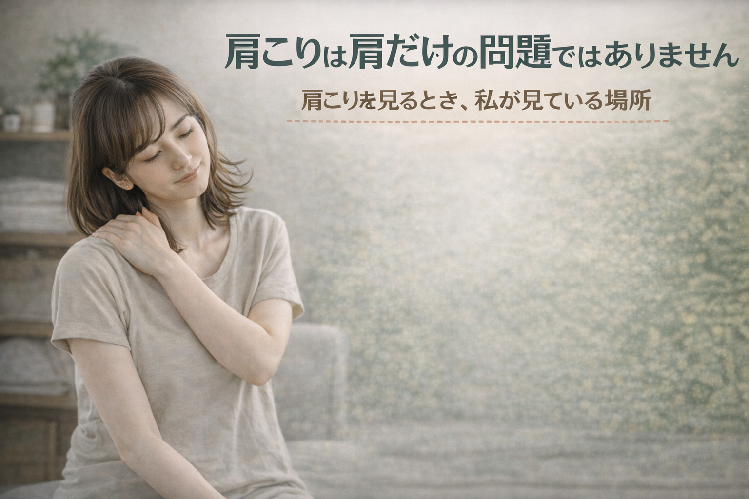 肩こりは肩だけの問題ではありません
肩こりを見るとき、私が見ている場所